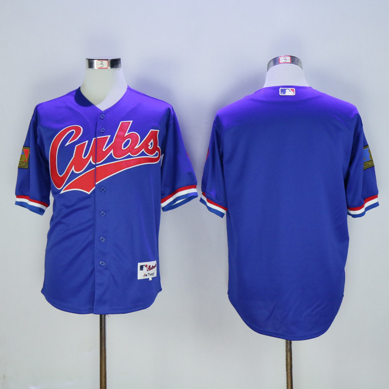 Men Chicago Cubs Blank Blue Throwback 1994 MLB Jerseys